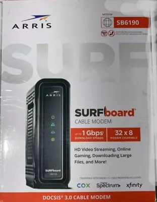 NOB 🛜ARRIS SURFboard DOCSIS 3.0 Cable Modem - SB6190 🆓️SAME DAY SHIPPING 📦 • $19.99