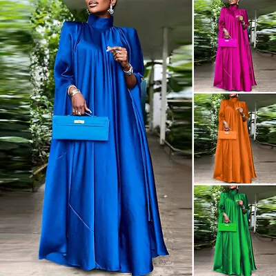 UK Womens Collared Batwing Sleeve Long Maxi Dress Cocktail Party Prom Dresses • £22.79