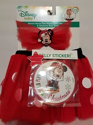Disney's Minnie Mouse My 1st Christmas Outfit Tutu Diaper Cover Headband NEW • $19.99