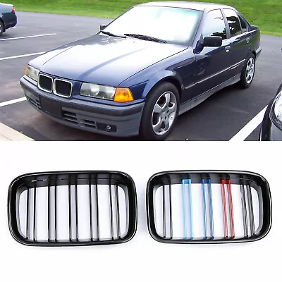 Front Kidney Grille Grill Gloss Black M-Color For BMW E36 3 Series 1992-1997 • $20