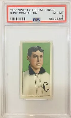 1909 T206 Bunk Congalton Sweet Caporal PSA 6 New Label Vintage Tobacco Baseball • $745