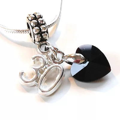Pretty CRYSTAL HEART With AGE Charm Necklace & GIFT BOX ~ 14 Colour Designs • £5.99