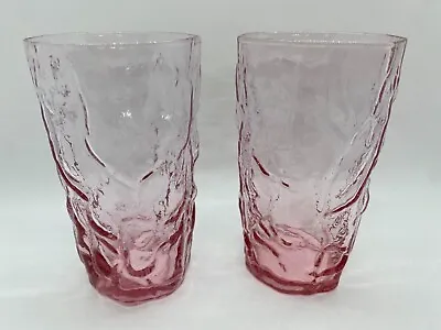 $14.95 • Buy 2 Seneca Driftwood Pink Crinkle Glass Glasses             H2