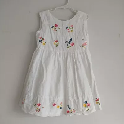 Mayoral Sun Dress 7 Y White Flower Embroidered Linen Blend Tiered Faux Wrap • $19.92