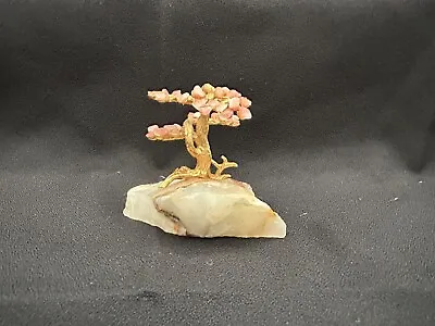 VTG Mid Century Modern Geisha Coral Colored Polished Stone Bonsai Tree Sculpture • $22.25