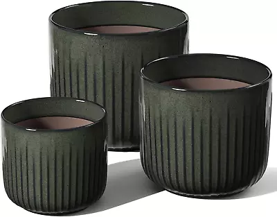 Ceramic Planters For Indoor Plants 8.3+6.9+5.7 Inch Plant Pots With Drainage Ho • $120.88