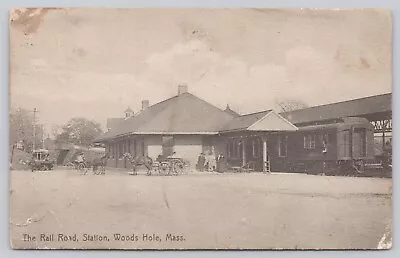 Antique  The Rail Road Station  Horse And Buggy -  Woods Hole Massachusetts A5 • $23.95