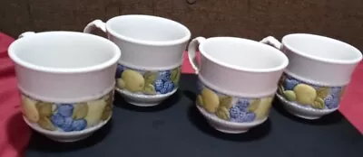 Lot Of 4 Vernon Ware Metlox FLORENCE 3  Mugs Thick Bone China Hand Painted Vntg • $28.90