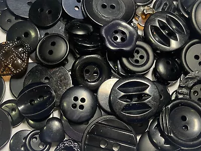 Incredible Mixed Lot Of Dyed BLACK Premium Buttons All Sizes For Embellishments • $7.50