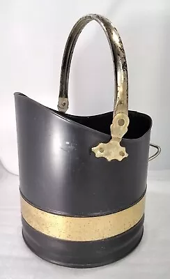 Black & Gold Colour Metal Coal Scuttle Bucket Flower Pot Fire Place DAMAGED  • £12