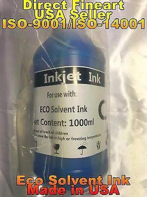 1 Liter Cyan Eco Solvent Ink For Mutoh Roland Mimaki Epson Hp Refill Inkjet C U • $32.95