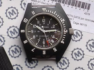 MARATHON Military Black Pilots NAVIGATORS Wristwatch DATE SAPPHIRE Watch • $367.30