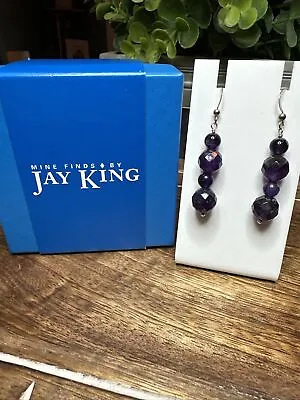 Mine Finds By Jay King Faceted Genuine Amethyst Dangle Earrings • $40