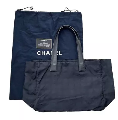 CHANEL COCO CC MARK Travel Line Tote Bag Women With Card Genuine USED • $700.06