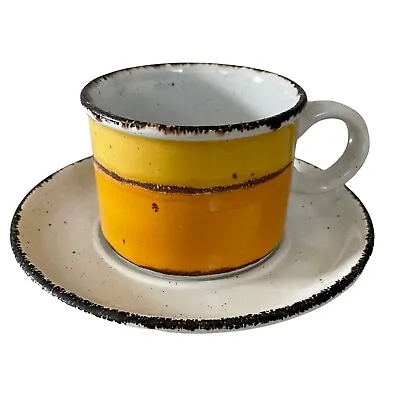 £22.40 • Buy Vintage Midwinter Pottery Stonehenge Sun Mug Coffee Cup Saucer Yellow Orange