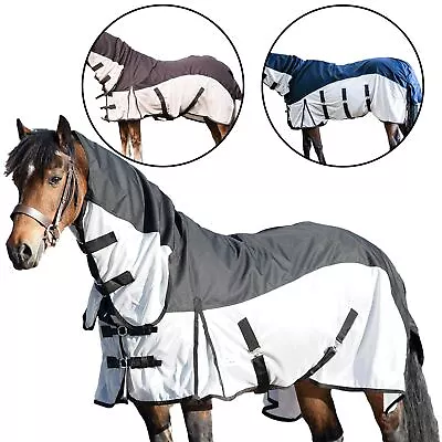 600 Denier 2 In 1 Fly Turnout Mesh Horse Rug Combo Fixed Neck Fly Rugs For Horse • £29.99