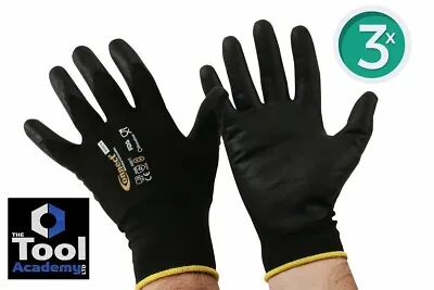 Cut Resisitant Mechanics Gloves XXL Large 3 Pairs Silicone Free Skintek Coating • £14.72