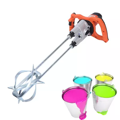 Electric Mortar Mixer Dual 2 Speed Paint Cement Grout Mortar Twin Paddle 1800W • $153