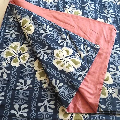 Handmade Hawaiian Throw Blanket Quilt Reversable 56  X 74  Blue Floral Pink • $39.95