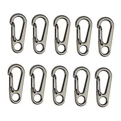 Swatom Mini Alloy Carabiner Clip Tiny Spring Snap Hook Carabiners For Grey 10P • $15.68