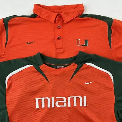 2x Nike Team Fit Dry Men’s Large Miami Hurricanes Polo & Shirt • $19.99