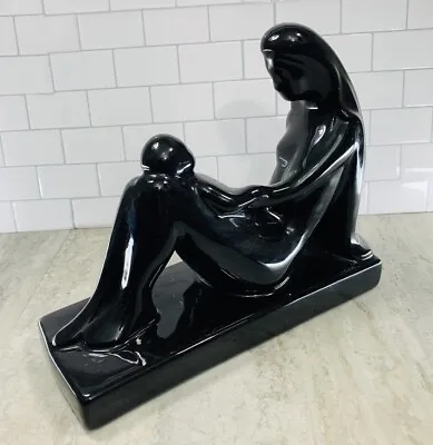 Vintage Royal Haeger Ceramic Mother & Child Statue Sculpture 13”Black Minimalist • $49.99