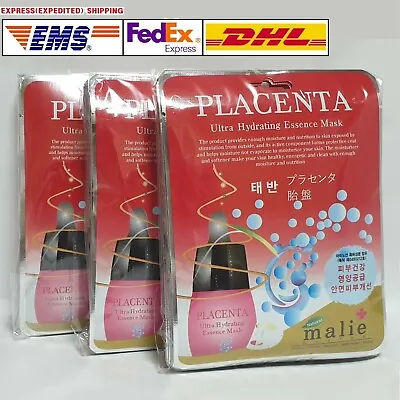 30pcs Malie PLACENTA Face Mask Packs Sheet 25g Whitening Wrinkles EXPRESS SHIP • £42.34