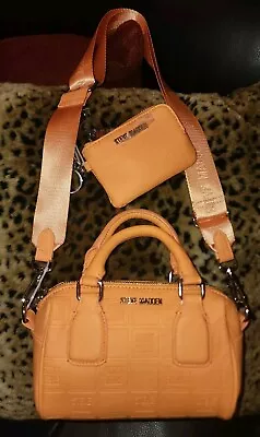 Steve Madden BCasey Debossed Neon Orange SK8 Xbody Bag Coins Pouch Set $89 NWT! • $59.95