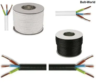 13 AMP 3 CORE ELECTRICAL 1.5mm CABLE MAINS INDOOR WIRE FLEXIBLE 3183Y PER METRE • £2.49