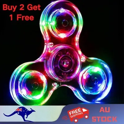 LED Rainbow Fidget Spinner Luminous Glows In Dark Kid Stress Relief Fun Toy AUS • $8.99