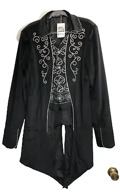 Bigary Mens Medieval Steampunk Tailcoat Halloween Costume Velvet Tuxedo Jacket L • $40