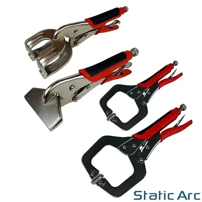 Welding Clamp Set Locking Plier Mole Grips Adjustable C Vice Bending Heavy Duty • £9.99