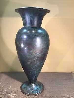 Unique Vintage Solid Brass Aged Patina Urn/Vase/Umbrella Stand 20” Tall • $90