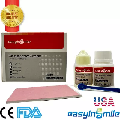 Dental Glass Ionomer Cement Permanent Luting For Crowns Bridges Veneer 20g+10ml  • $9.99