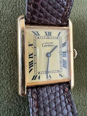 Cartier Tank De Must Vermeil Gold On Sterling Silver Vintage Unisex Manual Watch • $899