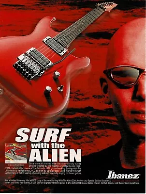 Ibanez Guitars - Joe Satriani - Surf With The Alien Promo - 2007 Print Ad • $5.95