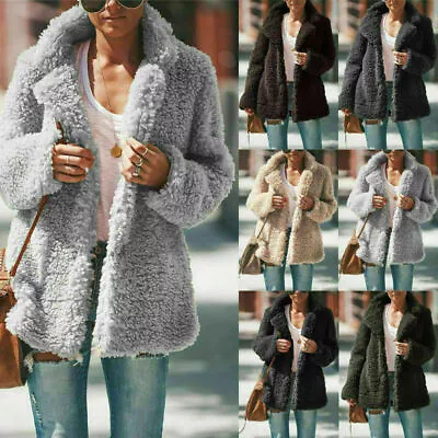 £17.38 • Buy Womens Winter Faux Fur Coat Teddy Bear Fleece Fluffy Jacket Cardigans Outerwear