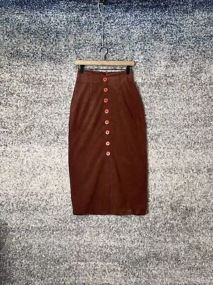 Vintage Flower Queen Top Fashion Pencil Skirt Orange Brown Velvet Feel Medium • $10