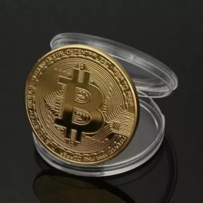 $5.39 • Buy Gold Plated Bitcoin Coin Collectible Gift BTC Coin Art Collection Physical AU