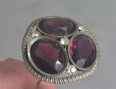  Antique Hat Pin Amethyst Stones Large Top 1.75 Victorian Edwardia 19th  • £154.73