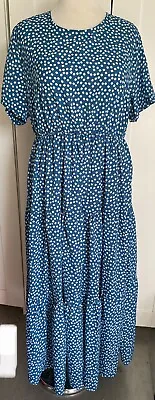 $20 • Buy SHEIN CURVE Blue Floral Tiered Boho Style Maxi Dress Size 2XL 16-18
