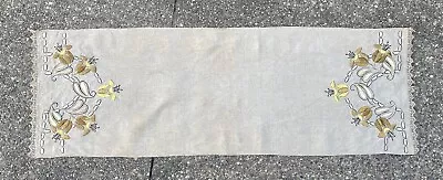 $250 • Buy Antique Arts & Crafts Hand Embroidered Linen Table Runner Handmade 48 Inch