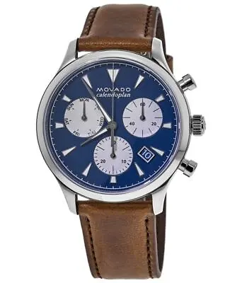 New Movado Heritage Calendoplan Blue Dial Leather Strap Men's Watch 3650113 • $297