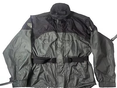 First Gear Motorcycle Rain Jacket Mens Size XL Gray Black Packable Stowable  • $29