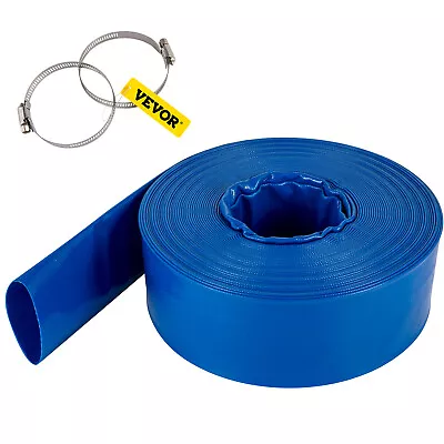 VEVOR Discharge Hose Lay Flat Hose 2  X 105' PVC Backwash Drain Hose W/Clamp • £26.39