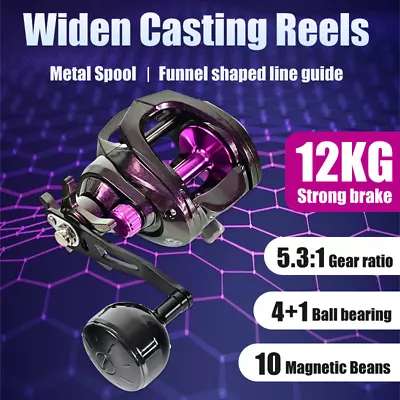 1pc Metal 5.5:1 Speed Ratio Fishing Reel 4+1BB Far Throwing Baitcasting Reel • $40