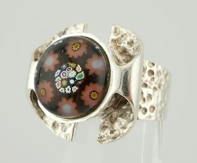 STUNNING 925 Silver Caithness Jewellery Ring W/ Millefiori Glass Front • £129.99