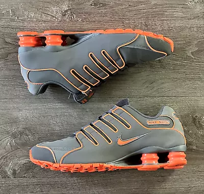 RARE Nike Shox NZ Dark Grey Orange Mens Shoes 378341-059 Size 8.5 • $179