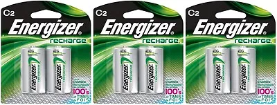 3 Energizer Rechargeable C C2 NiMH 2500mAh (6 Batteries) 2 Packs • $32.99