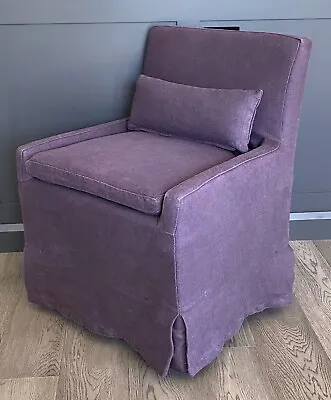 Restoration Hardware Low Belgian Side Chair SLIPCOVER Belgian Linen Plum $385 • $75